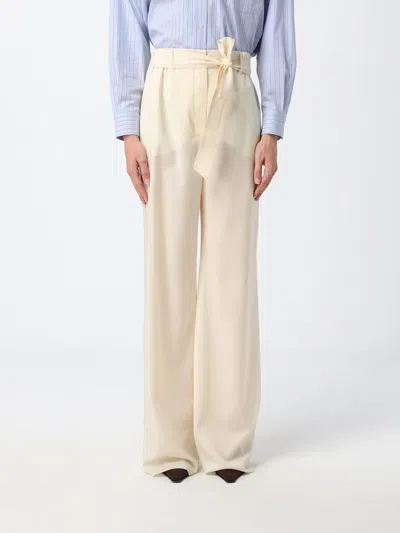 Max Mara Wide Leg Virgin Wool Trousers With Tie Belt At The Waist In Multi