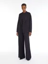 Max Mara Wide-leg Viscose Knit Trousers In Navy