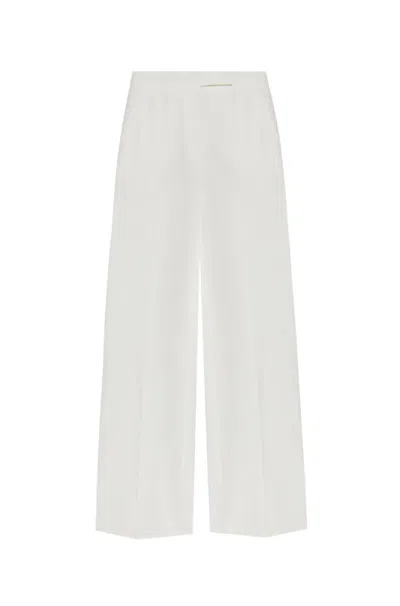 Max Mara Wide-leg White Linen Trousers With High Waist