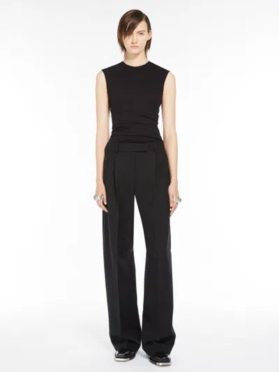 Max Mara Wide-leg Wool-blend Trousers In Black