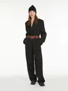 Max Mara Wide-leg Wool-blend Trousers In Black