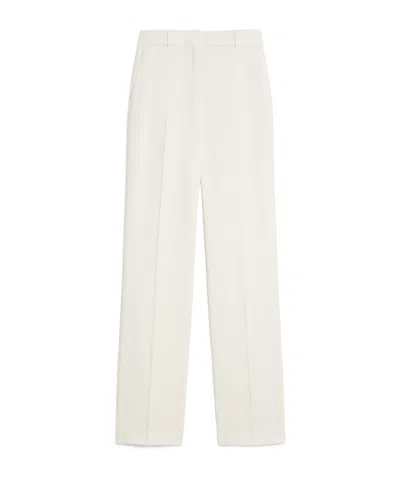Max Mara Wide-leg Wool Casual Pants In White
