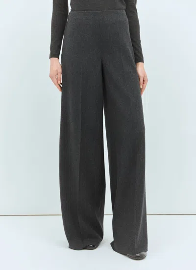 Max Mara Wide-leg Wool Felt Pants In Grey