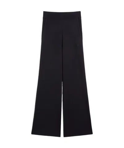 Max Mara Wide-leg Wool Gauze Trousers In Black
