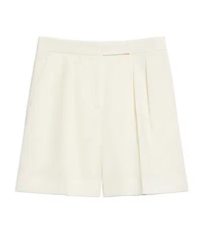 Max Mara Wide-leg Wool Shorts In Nude