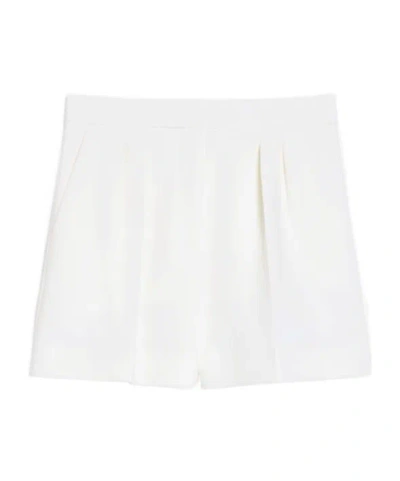 Max Mara Wide-leg Wool Shorts In White