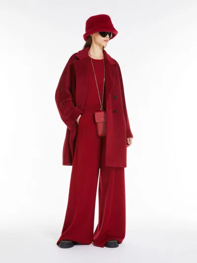 Max Mara Wide-leg Wool Trousers In Red