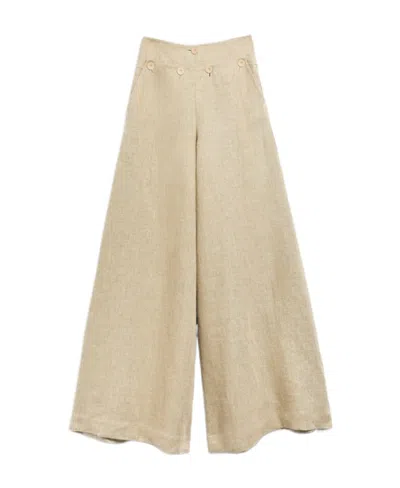 Max Mara Wide-legged Casual Pants In Brown