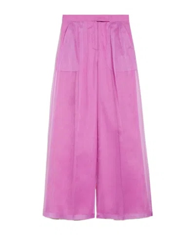 Max Mara Wide-legged Casual Pants In Pink