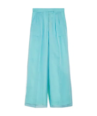 Max Mara Wide-legged Eugen Casual Pants In Blue
