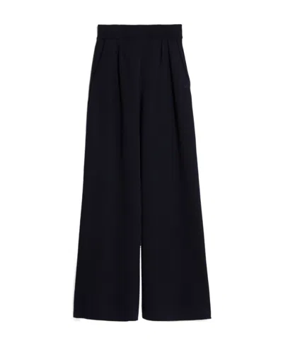 Max Mara Wide-legged Wool Casual Trousers In Black