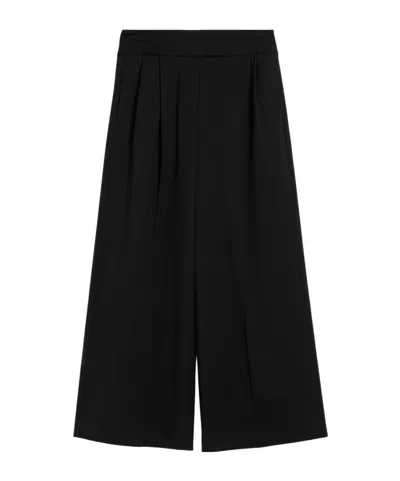 Max Mara Wide-legged Wool Casual Trousers In Black