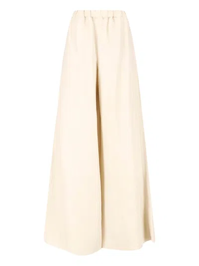 Max Mara Wide Linen And Silk Pants In Neutral