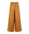 Max Mara Wide Linen And Silk Trousers In Brown