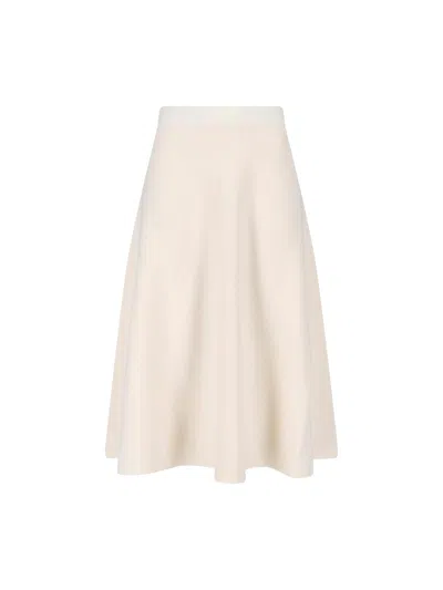 Max Mara Wide Midi Skirt In Neutral