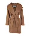 Max Mara Long-sleeved Lace-up Coat In Brown