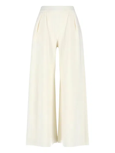 Max Mara Wide Pants In Virgin Wool In White