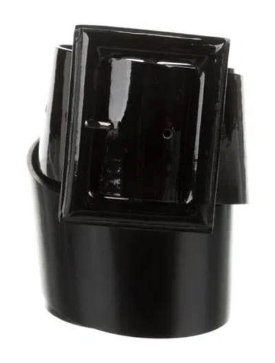 Pre-owned Max Mara Wide Patent Leather Belt In Black