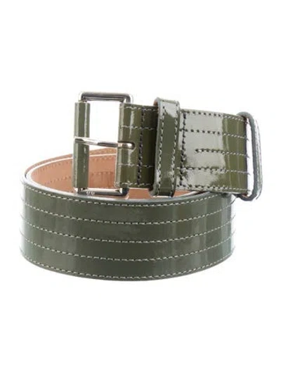 Pre-owned Max Mara Wide Patent Leather Belt In Green