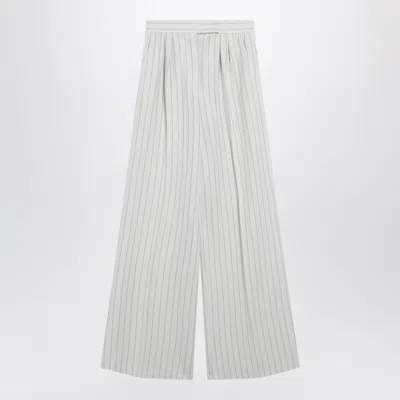 Max Mara Wide Pinstripe Piqué Jersey Trousers In Multi
