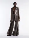 Max Mara Wide Pleated Trousers In Lamé Silk In Bronze