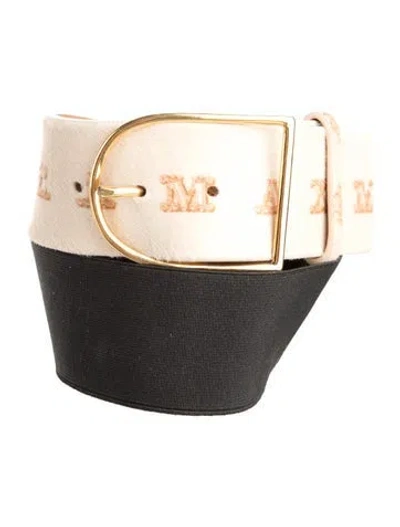 Pre-owned Max Mara Wide Ponyhair Belt In Neutral