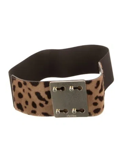 Pre-owned Max Mara Wide Ponyhair Waist Belt In Brown