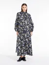 Max Mara Silk Printed Midi Dress In Black White