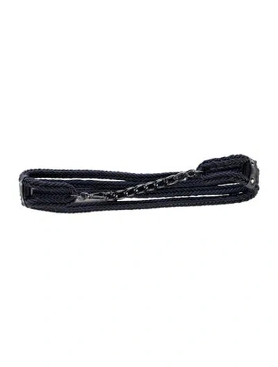 Pre-owned Max Mara Wide Raffia Chain-link Belt In Blue