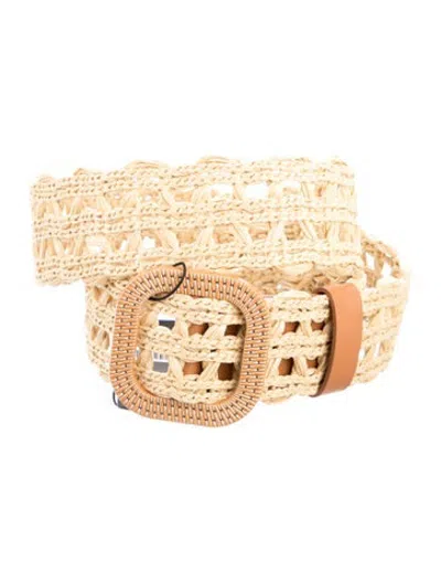 Pre-owned Max Mara Wide Raffia Waist Belt W/ Tags In Neutrals