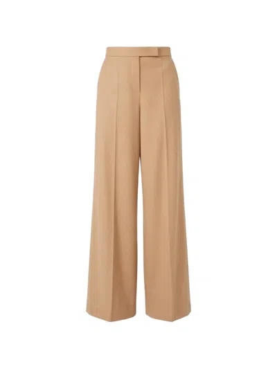 Max Mara Wide Sable-look Camel Trousers In Brown