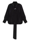 Max Mara Wide Silk Blouse In Black