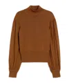 Max Mara Wide-sleeve Wool Pullover In Brown