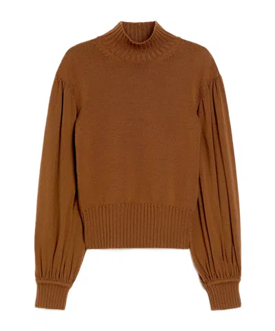 Max Mara Wide-sleeve Wool Pullover In Brown