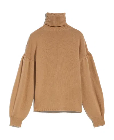Max Mara Wide-sleeved Wool Cashmere Sweater In Nude