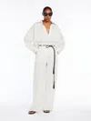 Max Mara Wide Trousers In Pinstriped Canvas In White Black