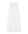 Max Mara Wide Trousers In Pinstriped Jacquard Cotton In White
