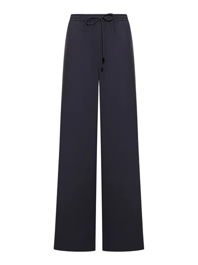 Max Mara Wide-leg Washed Silk Trousers In Blue
