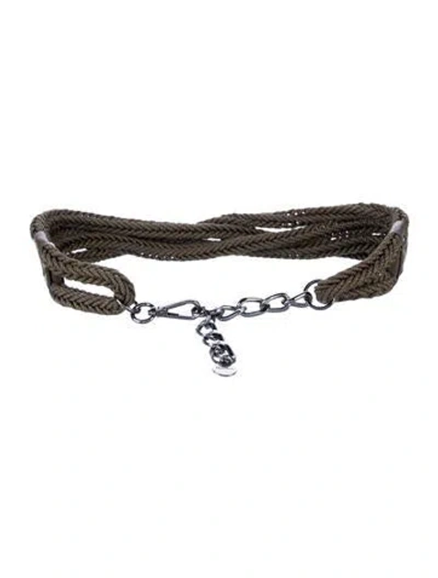 Pre-owned Max Mara Wide Tweed Chain-link Belt In Brown
