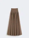 Max Mara Wide Wool Felt Skirt In Brown