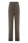 Max Mara Wide Wool Flannel Trousers In Gray