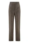 Max Mara Wide Wool Flannel Trousers In Green