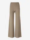Max Mara Wide Wool Trousers In Brown