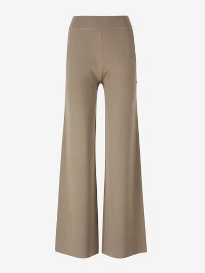 Max Mara Wide Wool Trousers In Brown