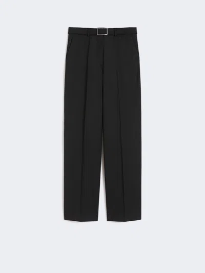 Max Mara Wide-fit Stretch Wool Gabardine Trousers In Black