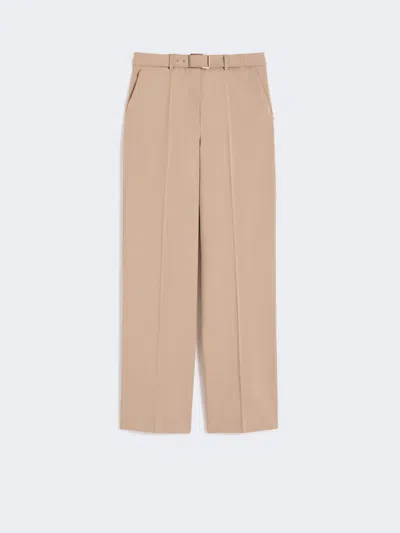 Max Mara Wide-fit Stretch Wool Gabardine Trousers In Neutral