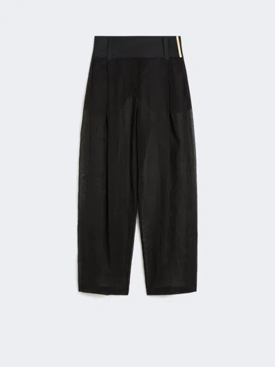 Max Mara Wide-fit Trousers In Organza-feel Cotton Voile In Black