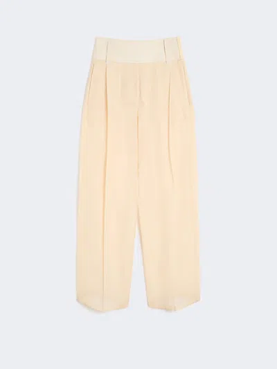 Max Mara Wide-fit Trousers In Organza-feel Cotton Voile In Metallic