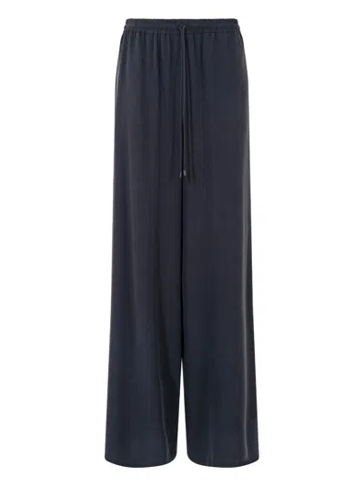 Max Mara Wide-fit Washed Silk Trousers In Black