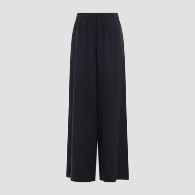 Max Mara Wide-fit Washed Silk Trousers In Black